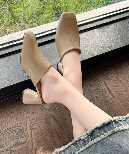 ミュールパンプス 太ヒール靴スクエアトゥ 履きやすい チャンキーヒールパンプス 歩きやすい かかとなしパンプス オフィスカジュアル おしゃれ サボサンダル 安定感 83RAJL-018