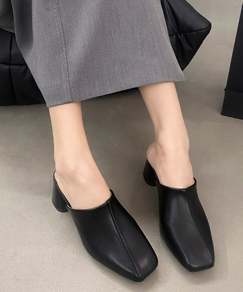 ミュールパンプス 太ヒール靴スクエアトゥ 履きやすい チャンキーヒールパンプス 歩きやすい かかとなしパンプス オフィスカジュアル おしゃれ サボサンダル 安定感 83RAJL-018