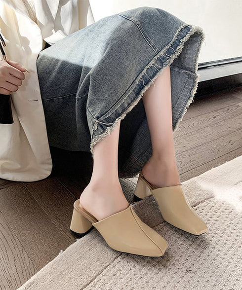 ミュールパンプス 太ヒール靴スクエアトゥ 履きやすい チャンキーヒールパンプス 歩きやすい かかとなしパンプス オフィスカジュアル おしゃれ サボサンダル 安定感 83RAJL-018