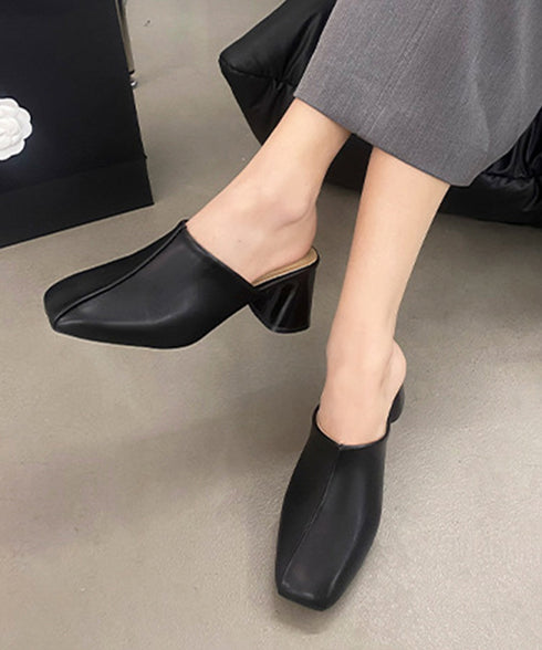 ミュールパンプス 太ヒール靴スクエアトゥ 履きやすい チャンキーヒールパンプス 歩きやすい かかとなしパンプス オフィスカジュアル おしゃれ サボサンダル 安定感 83RAJL-018