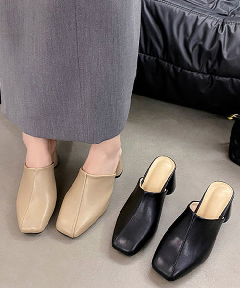 ミュールパンプス 太ヒール靴スクエアトゥ 履きやすい チャンキーヒールパンプス 歩きやすい かかとなしパンプス オフィスカジュアル おしゃれ サボサンダル 安定感 83RAJL-018