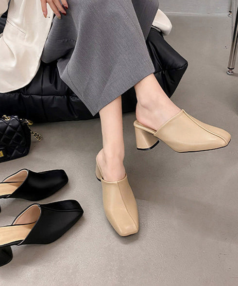ミュールパンプス 太ヒール靴スクエアトゥ 履きやすい チャンキーヒールパンプス 歩きやすい かかとなしパンプス オフィスカジュアル おしゃれ サボサンダル 安定感 83RAJL-018