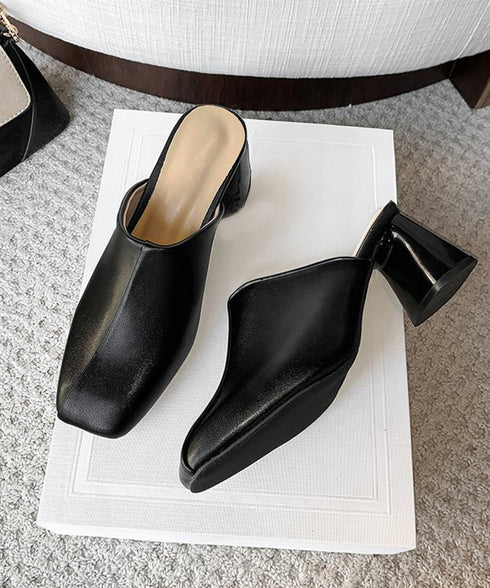 ミュールパンプス 太ヒール靴スクエアトゥ 履きやすい チャンキーヒールパンプス 歩きやすい かかとなしパンプス オフィスカジュアル おしゃれ サボサンダル 安定感 83RAJL-018