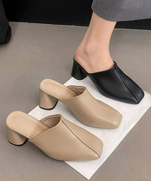 ミュールパンプス 太ヒール靴スクエアトゥ 履きやすい チャンキーヒールパンプス 歩きやすい かかとなしパンプス オフィスカジュアル おしゃれ サボサンダル 安定感 83RAJL-018