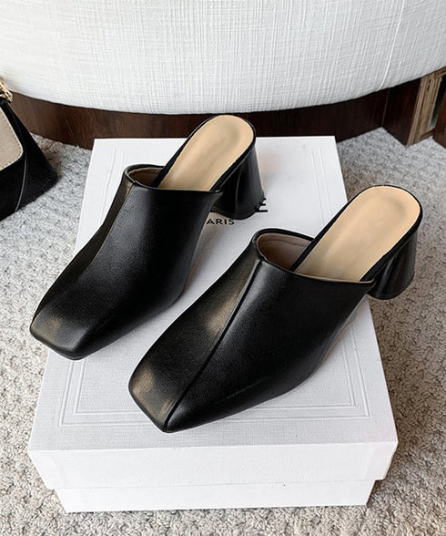 ミュールパンプス 太ヒール靴スクエアトゥ 履きやすい チャンキーヒールパンプス 歩きやすい かかとなしパンプス オフィスカジュアル おしゃれ サボサンダル 安定感 83RAJL-018