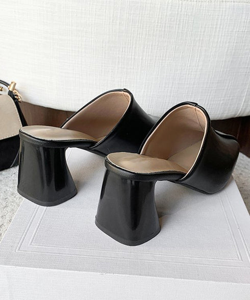 ミュールパンプス 太ヒール靴スクエアトゥ 履きやすい チャンキーヒールパンプス 歩きやすい かかとなしパンプス オフィスカジュアル おしゃれ サボサンダル 安定感 83RAJL-018
