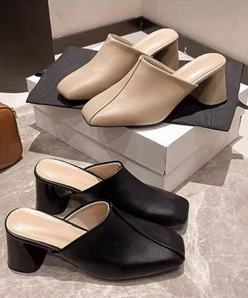 ミュールパンプス 太ヒール靴スクエアトゥ 履きやすい チャンキーヒールパンプス 歩きやすい かかとなしパンプス オフィスカジュアル おしゃれ サボサンダル 安定感 83RAJL-018