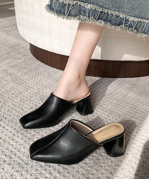 ミュールパンプス 太ヒール靴スクエアトゥ 履きやすい チャンキーヒールパンプス 歩きやすい かかとなしパンプス オフィスカジュアル おしゃれ サボサンダル 安定感 83RAJL-018