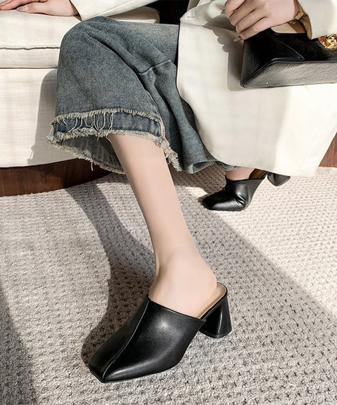 ミュールパンプス 太ヒール靴スクエアトゥ 履きやすい チャンキーヒールパンプス 歩きやすい かかとなしパンプス オフィスカジュアル おしゃれ サボサンダル 安定感 83RAJL-018