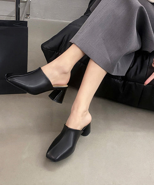 ミュールパンプス 太ヒール靴スクエアトゥ 履きやすい チャンキーヒールパンプス 歩きやすい かかとなしパンプス オフィスカジュアル おしゃれ サボサンダル 安定感 83RAJL-018