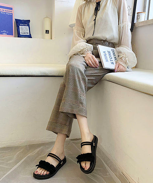2WAY厚底サンダル フリルサンダル美脚 大人ガーリーラッフルサンダル ミュールサンダル 夏靴 可愛いコンフォートサンダル ストラップサンダル きれいめ疲れない靴 83RAJL-019