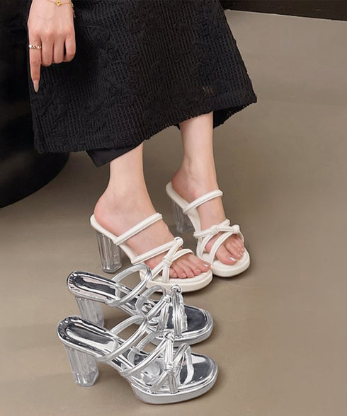 クロスストラップサンダルクリアヒール夏靴 サマーサンダルレディース チャンキーヒール ミュールサンダル履きやすい オルチャン 美脚ハイヒールサンダル スクエアトゥ 83RAJL-022