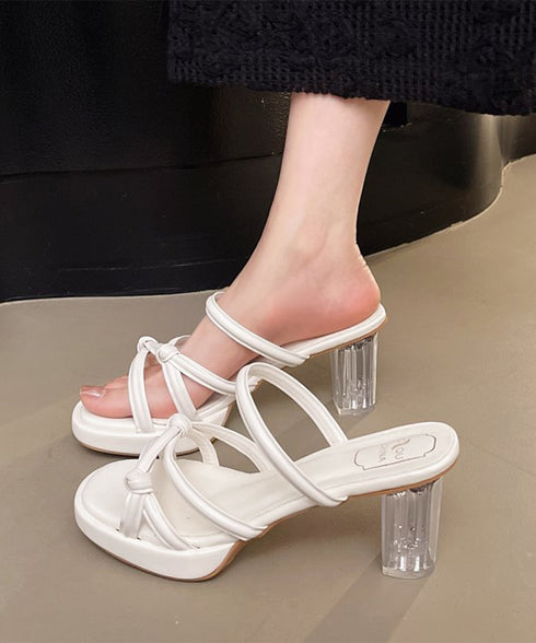 クロスストラップサンダルクリアヒール夏靴 サマーサンダルレディース チャンキーヒール ミュールサンダル履きやすい オルチャン 美脚ハイヒールサンダル スクエアトゥ 83RAJL-022