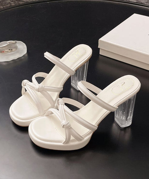 クロスストラップサンダルクリアヒール夏靴 サマーサンダルレディース チャンキーヒール ミュールサンダル履きやすい オルチャン 美脚ハイヒールサンダル スクエアトゥ 83RAJL-022