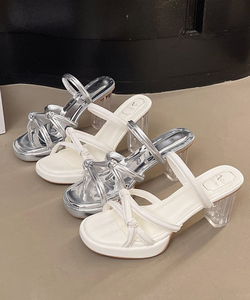 クロスストラップサンダルクリアヒール夏靴 サマーサンダルレディース チャンキーヒール ミュールサンダル履きやすい オルチャン 美脚ハイヒールサンダル スクエアトゥ 83RAJL-022