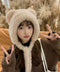 くま耳ニット帽 レディース もこもこ帽子 可愛い ベア耳 ニットキャップ ふわふわ 防風防寒帽子 あったたか小顔帽子 おしゃれ カジュアル 秋冬ぼうし人気 韓国風 83SINIU-001