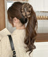 パールバナナクリップサテン風ヘアクリップ しっかり留まる大きめ髪留め 韓国風ヘアアクセサリー大人可愛い おしゃれハーフアップ 簡単ヘアアレンジグッズ ポニーテール 83SUIMIN-001
