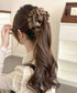 パールバナナクリップサテン風ヘアクリップ しっかり留まる大きめ髪留め 韓国風ヘアアクセサリー大人可愛い おしゃれハーフアップ 簡単ヘアアレンジグッズ ポニーテール 83SUIMIN-001