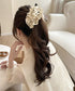 パールバナナクリップサテン風ヘアクリップ しっかり留まる大きめ髪留め 韓国風ヘアアクセサリー大人可愛い おしゃれハーフアップ 簡単ヘアアレンジグッズ ポニーテール 83SUIMIN-001