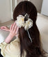 チュールバンスクリップリボンヘアクリップ バンスクリップ大きめ ビッグヘアクリップ ボリュームヘアアクセサリー 韓国風ヘアクリップ 大人可愛いヘアアクセ上品髪飾り 83SUIMIN-002