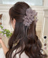 チュールバンスクリップリボンヘアクリップ バンスクリップ大きめ ビッグヘアクリップ ボリュームヘアアクセサリー 韓国風ヘアクリップ 大人可愛いヘアアクセ上品髪飾り 83SUIMIN-002