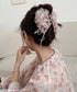 チュールバンスクリップリボンヘアクリップ バンスクリップ大きめ ビッグヘアクリップ ボリュームヘアアクセサリー 韓国風ヘアクリップ 大人可愛いヘアアクセ上品髪飾り 83SUIMIN-002