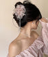 チュールバンスクリップリボンヘアクリップ バンスクリップ大きめ ビッグヘアクリップ ボリュームヘアアクセサリー 韓国風ヘアクリップ 大人可愛いヘアアクセ上品髪飾り 83SUIMIN-002