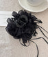 チュールバンスクリップリボンヘアクリップ バンスクリップ大きめ ビッグヘアクリップ ボリュームヘアアクセサリー 韓国風ヘアクリップ 大人可愛いヘアアクセ上品髪飾り 83SUIMIN-002