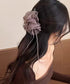 チュールバンスクリップリボンヘアクリップ バンスクリップ大きめ ビッグヘアクリップ ボリュームヘアアクセサリー 韓国風ヘアクリップ 大人可愛いヘアアクセ上品髪飾り 83SUIMIN-002