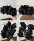 大きめバンスクリップ黒フェザーヘアアクセ 韓国風上品華やかボリュームシュシュ風ヘアクリップ 大人っぽいフリル黒髪飾り キラキラビジュー高級感ヘアアクセサリー髪留め 83SUIMIN-003