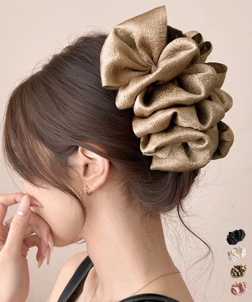 ビッグヘアクリップ 大きめサテンまとめ髪 韓国風 シュシュバンスクリップ レディース おしゃれ ヘアアレンジ ハーフアップ 夜会巻き髪飾り デートヘアアクセサリー 83SUIMIN-004