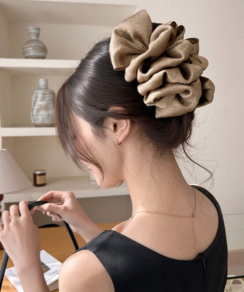 ビッグヘアクリップ 大きめサテンまとめ髪 韓国風 シュシュバンスクリップ レディース おしゃれ ヘアアレンジ ハーフアップ 夜会巻き髪飾り デートヘアアクセサリー 83SUIMIN-004