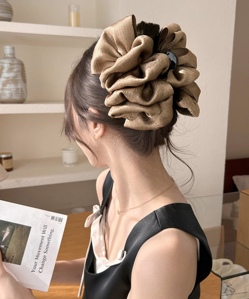ビッグヘアクリップ 大きめサテンまとめ髪 韓国風 シュシュバンスクリップ レディース おしゃれ ヘアアレンジ ハーフアップ 夜会巻き髪飾り デートヘアアクセサリー 83SUIMIN-004