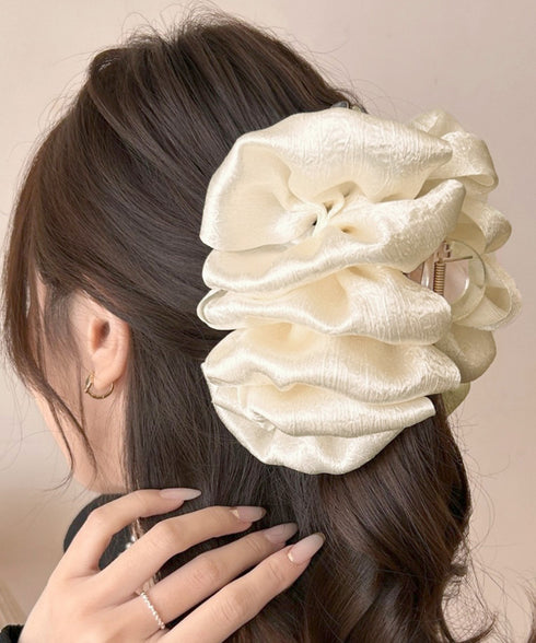 ビッグヘアクリップ 大きめサテンまとめ髪 韓国風 シュシュバンスクリップ レディース おしゃれ ヘアアレンジ ハーフアップ 夜会巻き髪飾り デートヘアアクセサリー 83SUIMIN-004