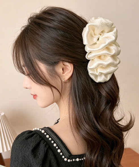 ビッグヘアクリップ 大きめサテンまとめ髪 韓国風 シュシュバンスクリップ レディース おしゃれ ヘアアレンジ ハーフアップ 夜会巻き髪飾り デートヘアアクセサリー 83SUIMIN-004