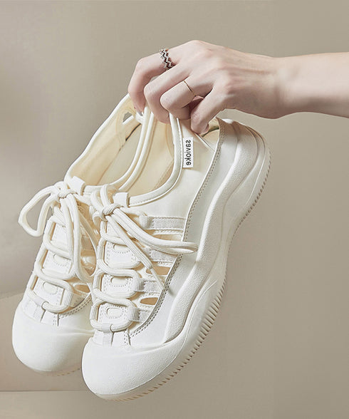 スニーカー レディース 通気性スニーカー レースアップ ローカットシューズ 歩きやすい スニーカー サンダル 疲れない 通勤通学靴 春夏 美脚 履きやすい 韓国風 83SURUI-001