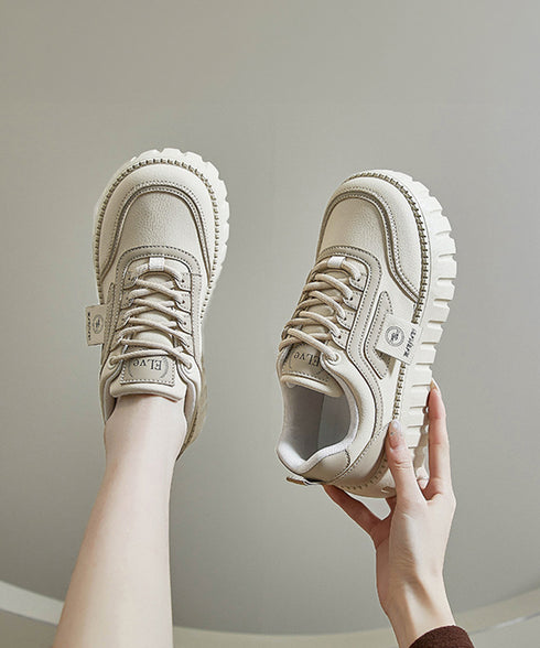 厚底スニーカー レディース ローカット靴 おしゃれ フラットシューズ 韓国風 レースアップ靴 美脚脚長 歩きやすい靴 バイカラーPUレザースニーカー カジュアル靴 83SURUI-002