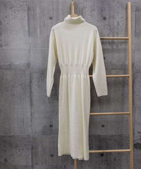 タートルネック ニットワンピース 上品 オフィスカジュアル ロングワンピース きれいめ ウエストマーク レディース 秋冬 タイトワンピ 無地 ハイウエスト着やせ 83SXH-007