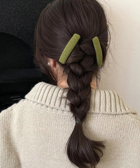 ウール調ヘアクリップ2点セットスリーピン フェルト風前髪クリップ跡がつかない 大人可愛いパッチンピンシンプル おしゃれヘアアクセサリーレトロ髪飾り起毛素材ヘアピン 83TTONG-001