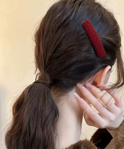 ウール調ヘアクリップ2点セットスリーピン フェルト風前髪クリップ跡がつかない 大人可愛いパッチンピンシンプル おしゃれヘアアクセサリーレトロ髪飾り起毛素材ヘアピン 83TTONG-001