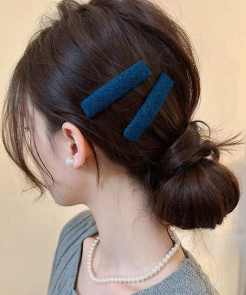 ウール調ヘアクリップ2点セットスリーピン フェルト風前髪クリップ跡がつかない 大人可愛いパッチンピンシンプル おしゃれヘアアクセサリーレトロ髪飾り起毛素材ヘアピン 83TTONG-001