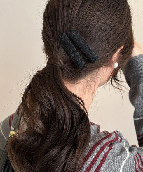 ウール調ヘアクリップ2点セットスリーピン フェルト風前髪クリップ跡がつかない 大人可愛いパッチンピンシンプル おしゃれヘアアクセサリーレトロ髪飾り起毛素材ヘアピン 83TTONG-001