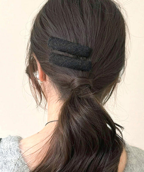 ウール調ヘアクリップ2点セットスリーピン フェルト風前髪クリップ跡がつかない 大人可愛いパッチンピンシンプル おしゃれヘアアクセサリーレトロ髪飾り起毛素材ヘアピン 83TTONG-001