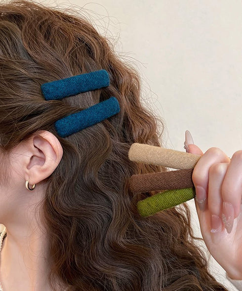 ウール調ヘアクリップ2点セットスリーピン フェルト風前髪クリップ跡がつかない 大人可愛いパッチンピンシンプル おしゃれヘアアクセサリーレトロ髪飾り起毛素材ヘアピン 83TTONG-001
