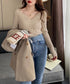 リブニットトップス レディース 大人秋服 ニットウェア ハートネック ニットプルオーバー 着回し ニットセーター 普段着 ニットソー 大人カジュアルニットインナー 83WANGY-001