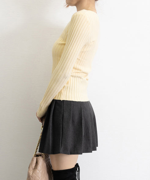 リブニットトップス レディース 大人秋服 ニットウェア ハートネック ニットプルオーバー 着回し ニットセーター 普段着 ニットソー 大人カジュアルニットインナー 83WANGY-001