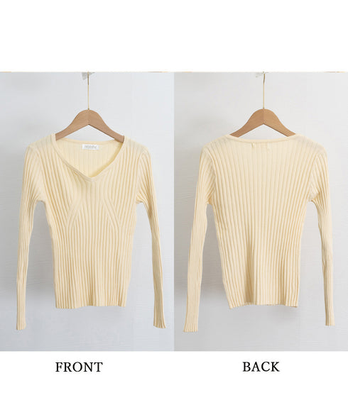 リブニットトップス レディース 大人秋服 ニットウェア ハートネック ニットプルオーバー 着回し ニットセーター 普段着 ニットソー 大人カジュアルニットインナー 83WANGY-001