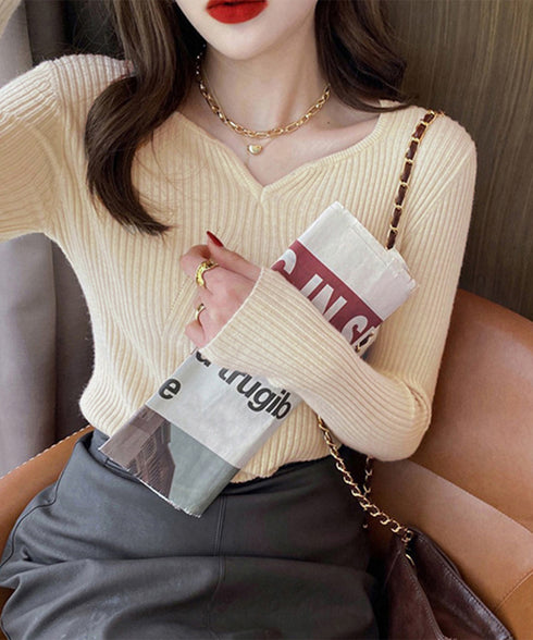 リブニットトップス レディース 大人秋服 ニットウェア ハートネック ニットプルオーバー 着回し ニットセーター 普段着 ニットソー 大人カジュアルニットインナー 83WANGY-001