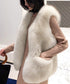 エコファーベスト ファージレ 体型カバー レディース ふわふわ フェイクファーコート ノースリーブ ファージャケット おしゃれ 秋冬アウター 暖かい中綿 裏地付き 83XHYI-001