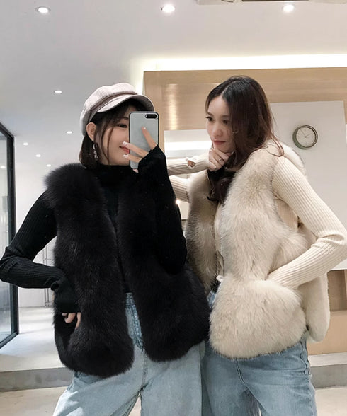 エコファーベスト ファージレ 体型カバー レディース ふわふわ フェイクファーコート ノースリーブ ファージャケット おしゃれ 秋冬アウター 暖かい中綿 裏地付き 83XHYI-001